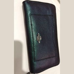 COACH Iridescent Hologram Pebbled Leather Wallet
